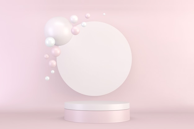 Mock up Minimal pink pedestal design for product show, rendering