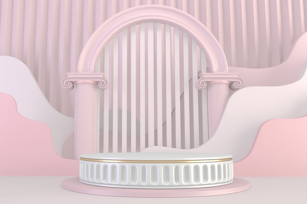 Mock up Minimal pink pedestal design for product show, rendering