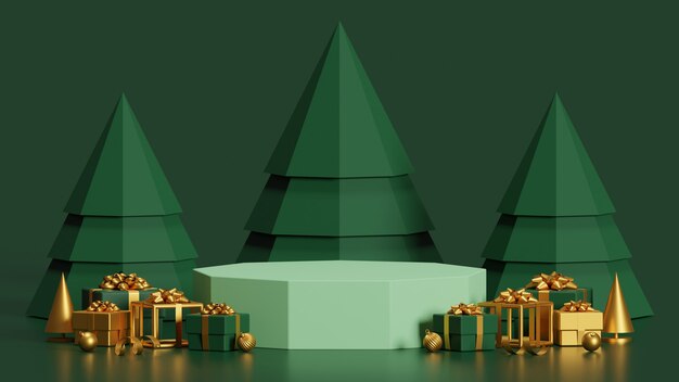 Mock up podium for product presentation abstract minimal concept Christmas and New Year