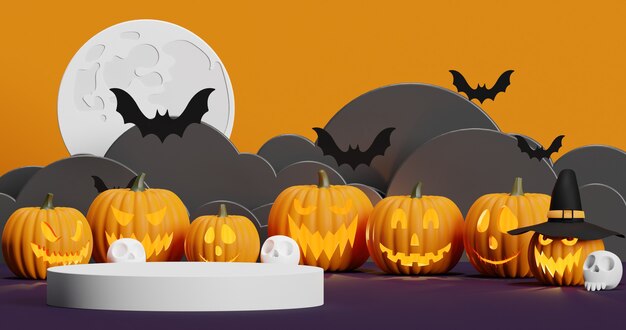 Mock up podio per la presentazione del prodotto astratto concetto minimo halloween