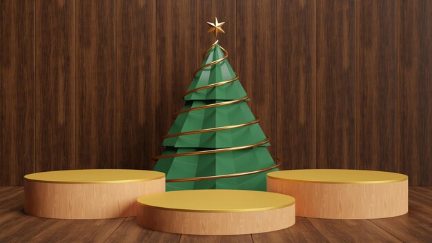 Mock up podium for product presentation abstract scene minimal concept Christmas and New Year