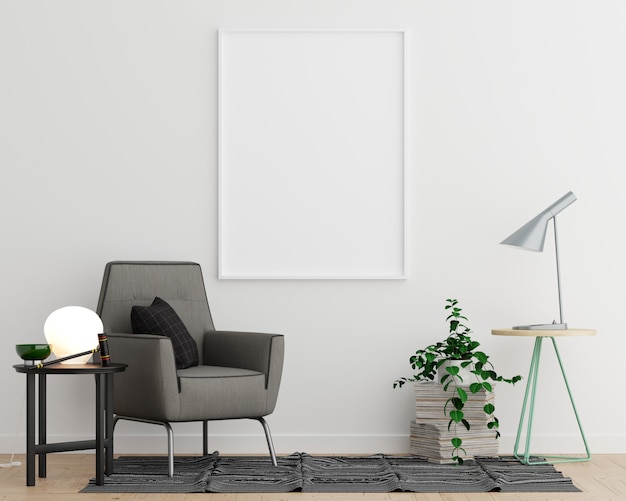 Mock Up Poster Frame Living Room Interior Background