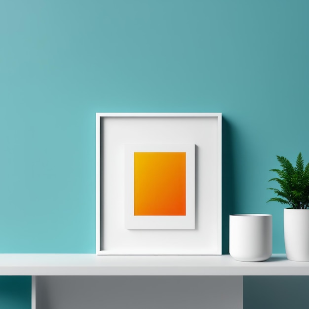 mock up poster frame in living room with scandinavian style 3d render 3d illustration mock up post