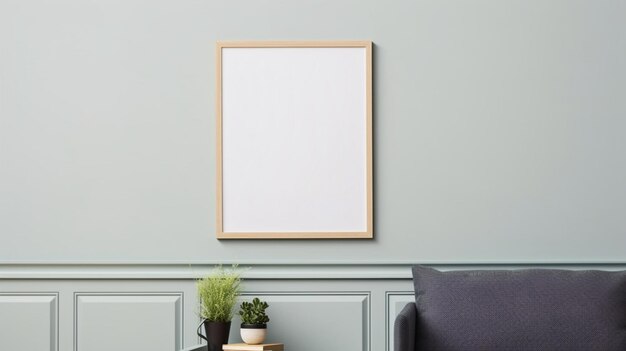 Photo mock up poster frame in modern beige home interior scandinavian style