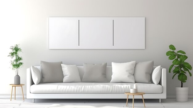 mock up poster frame in modern interior background living room Scandinavian style