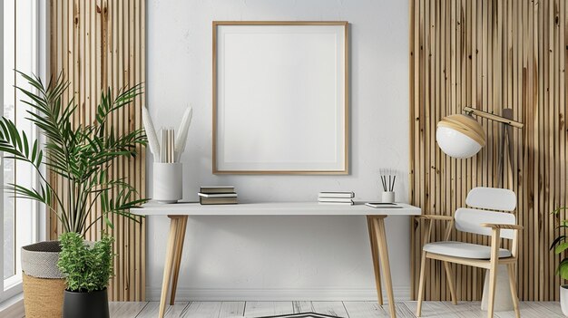 Photo mock up poster frame in modern interior background