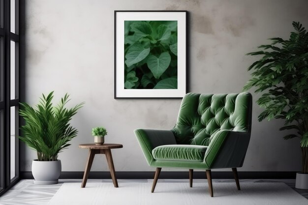 Photo mock up poster frame in modern interior background