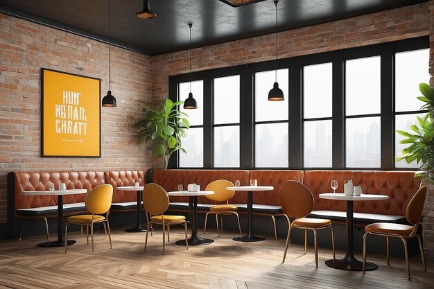 Mock-up posters met retro hipster café restaurant interieur achtergrond