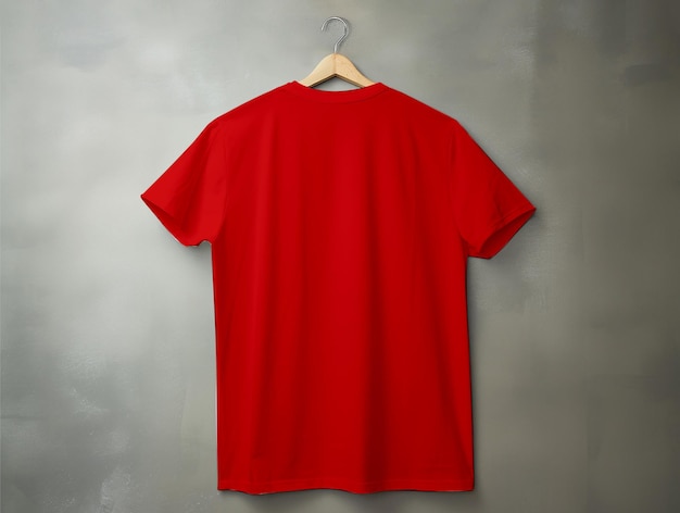 벽에 걸려 있는 빨간 티셔츠를 모의하세요