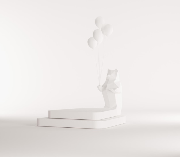 Scena simulata con colonne e podio per la visualizzazione del prodotto su sfondo bianco rendering 3d