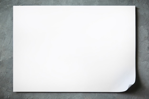 Mock up of a sheet of white A4 paper with a bent corner