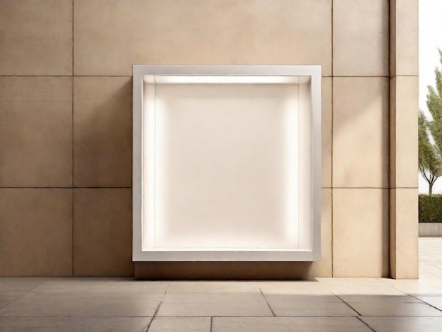 Photo mock up of square light box display