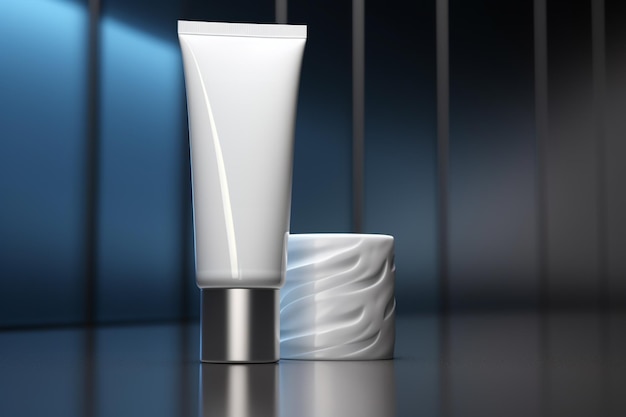 Mock up of a sunscreen bottle on a minimalist studio background