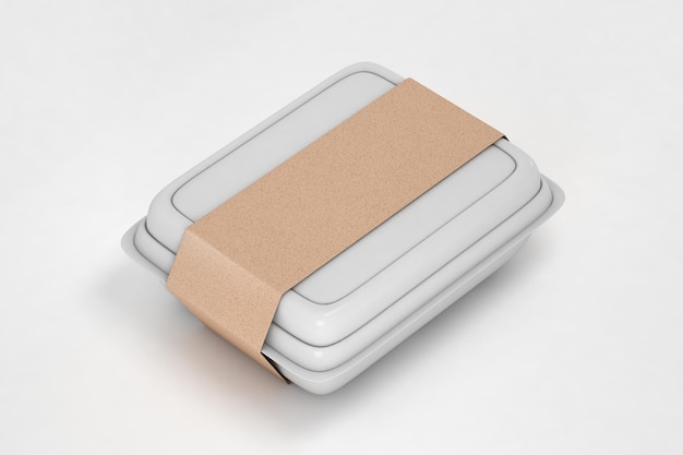 Mock-up van een voedseldoos geïsoleerd op een zachte achtergrond