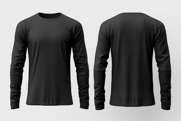 Mock-up van een zwart heren T-shirt met lange mouwen