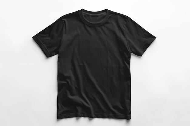 Mock-up van een zwart T-shirt met korte mouwen op een witte achtergrond