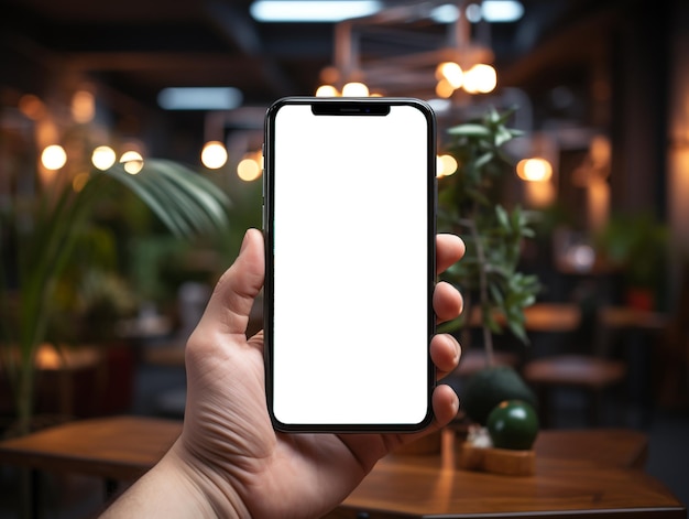 The mock up of white screen mobile phones