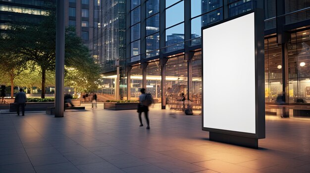 Photo mock up with big poster billboard in city blanck digital signage screen