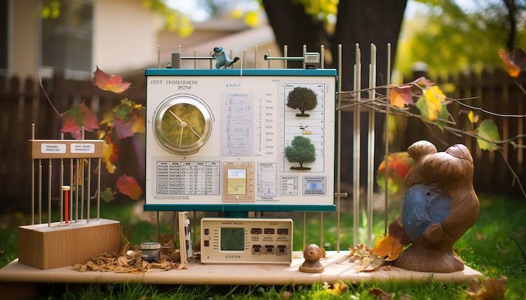 Photo mock weather station where children learn about meteorology and the history of groundhog day