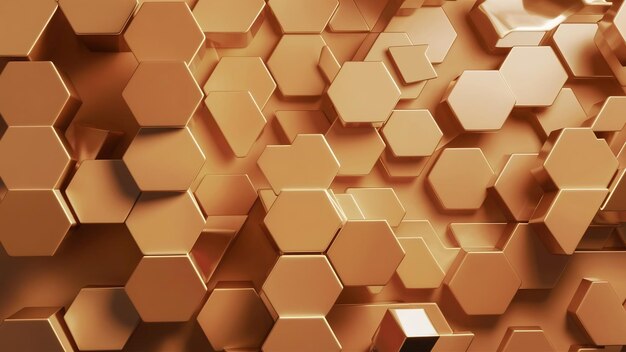 Mockup 3d background hexgonal pattern honey color tone concept 3d rendering