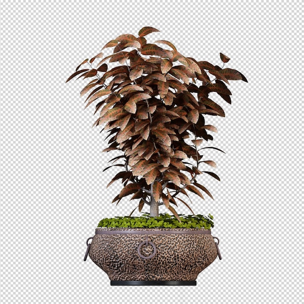 Mockup of 3d rendered plants in pot