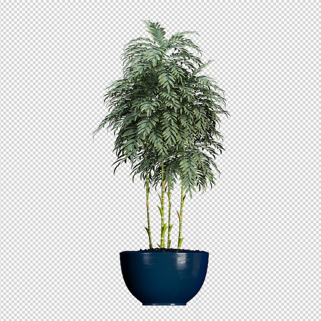 Mockup of 3d rendered plants in pot