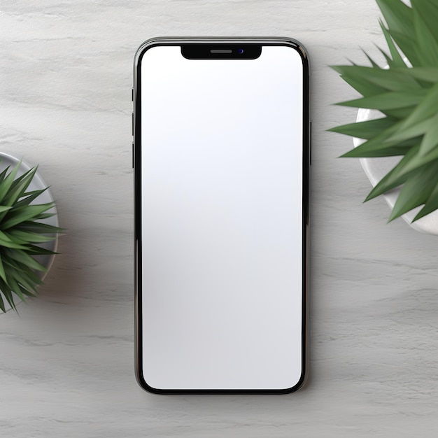 写真 白いスマートフォンのモックアップ