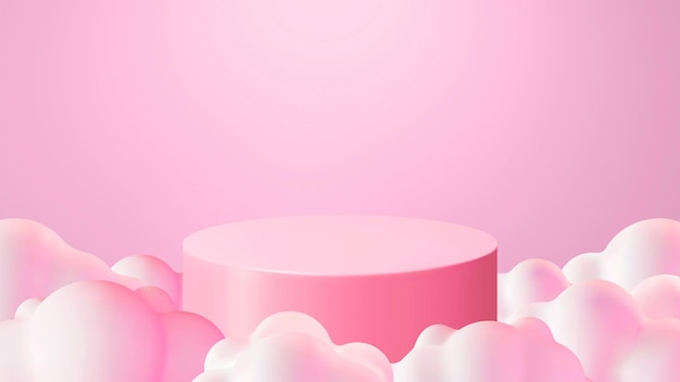 Mockup achtergrond Podium platform presentatie display 3d toon magenta