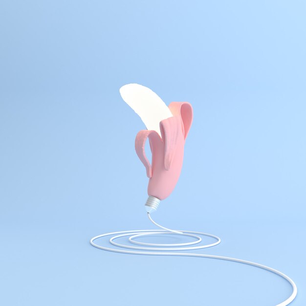 Mockup of banana lamp, Minimal scene ,3D rendering