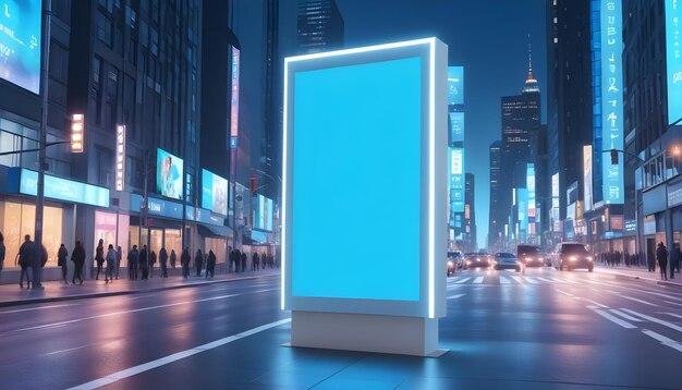 Photo mockup banner poster vertical billboard frame on city 10