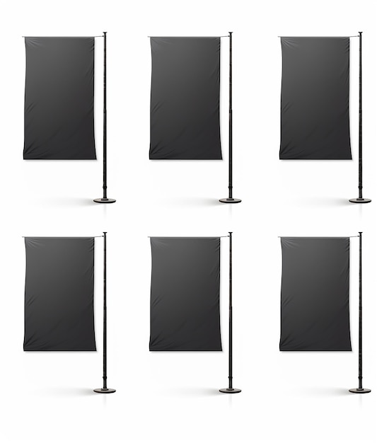 Photo mockup banners on pole isolated on white background in the styl