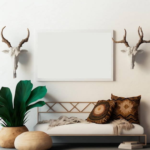 Mockup of a Beige Wall in an Interior Room Setting