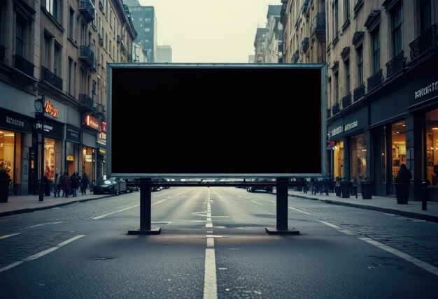 Foto un cartellone pubblicitario modello si trova su una strada vuota in attesa del posizionamento dell'annuncio