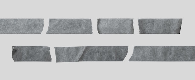 Mockup of black torn adhesive tapes on a gray background