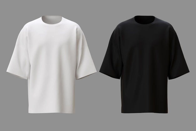 Mockup of a black and white long sleeve tshirt on a neutral background 3D Illustration