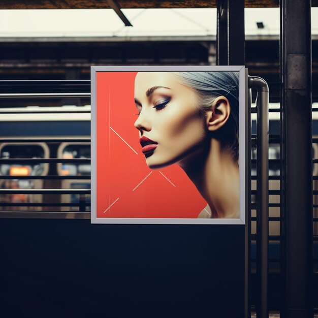 Foto mockup di un cartellone in bianco in un luogo pubblico