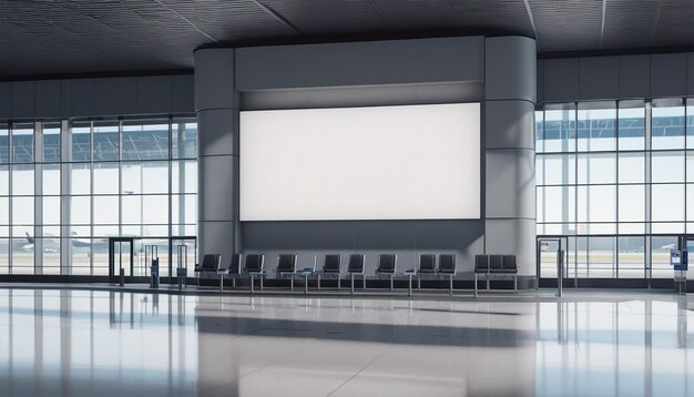 Mockup blank billboardinamodernairport3drendering billboard achtergrond