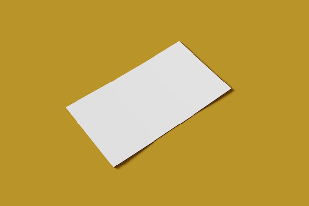 Mockup blank business or name card on a yellow background. 3D rendering