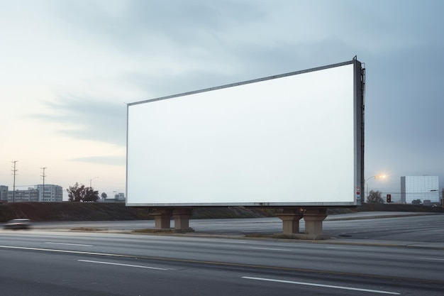 Mockup of a blank car billboard on a highway Generative AI