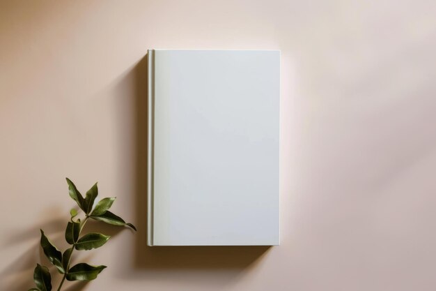 Mockup of a blank cover white book with a sunny background Generative AI