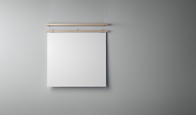 Photo mockup of blank paper hanging on the wall