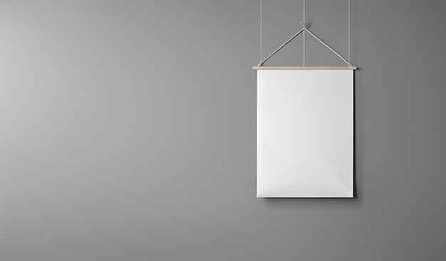 Photo mockup of blank paper hanging on the wall