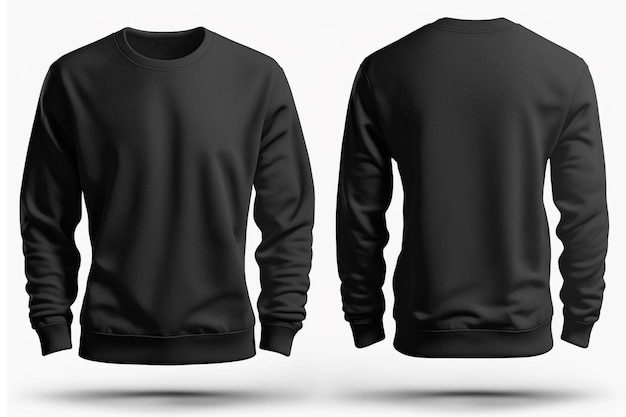 Mockup of a blank royal black sweatshirt with long sleeves isolated on white background.