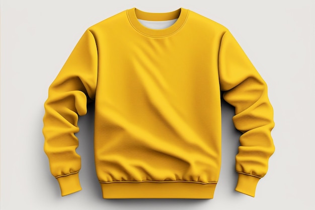 Mockup of a blank royal yellow sweatshirt front and back isolated on white background.