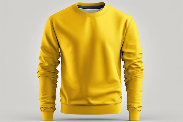 Mockup of a blank royal yellow sweatshirt front and back isolated on white background.