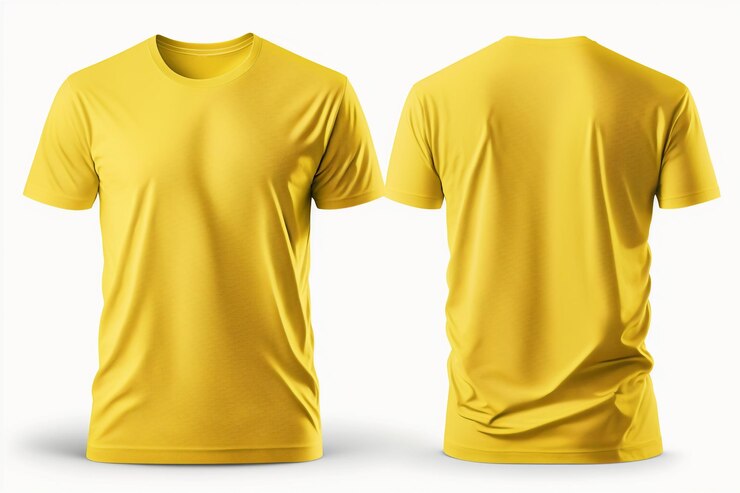 Premium Photo | Mockup of a blank royal yellow tshirt front and back ...