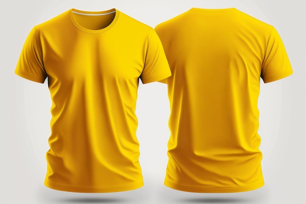 Premium Photo  Mockup of a blank royal yellow tshirt front and back  isolated on white background.