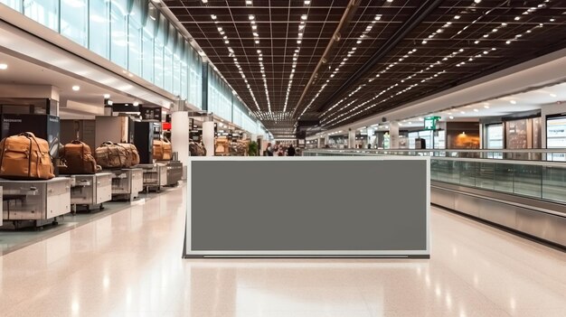 Photo mockup blank screen at conveyor belt luggage in airport generative ai