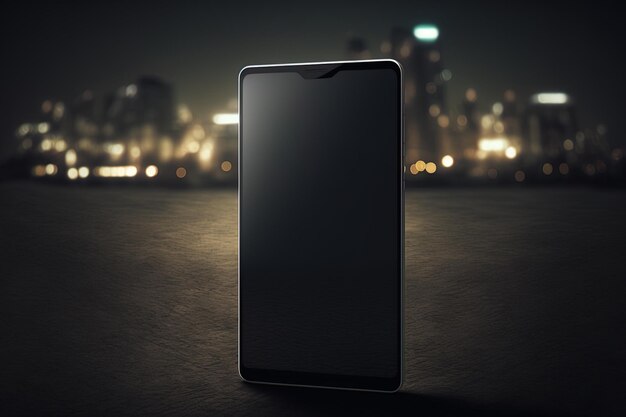 Mockup of a blank smartphone screen in the night