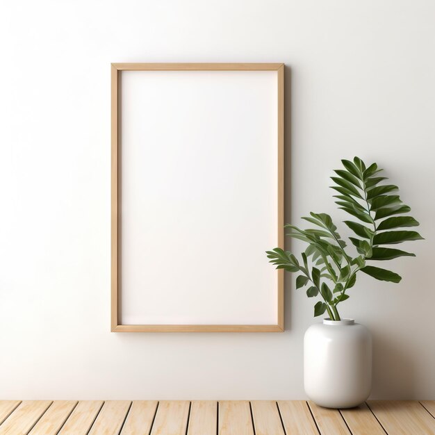 Mockup blank vertical free frame canvas Ai generated image